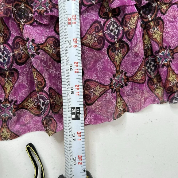 Walter 100% Silk Babydoll Dress Sz 4 Purple Ruffle Tiered Empire Waist Romantic - Picture 9 of 15